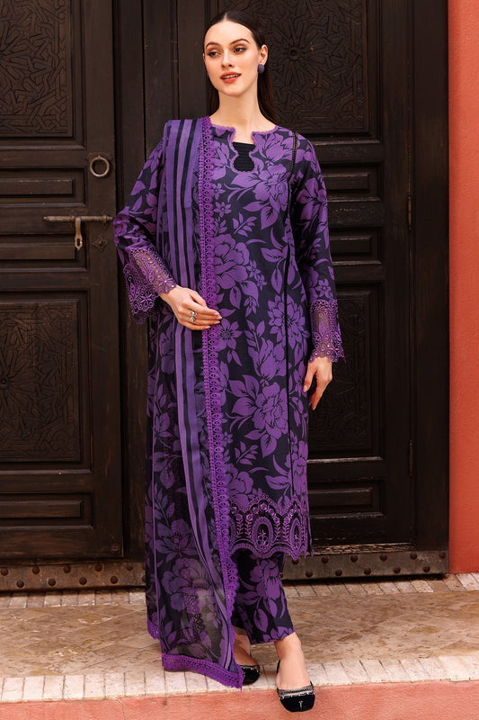 Lilac Noir Printed Lawn 3-Piece Outfit – Graceful Daily Wear