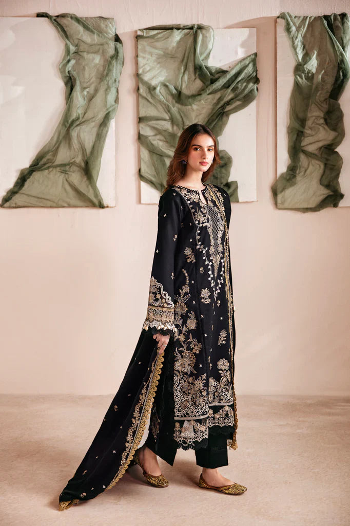 Black Opulence Embroided Dhanak Outfit For - Festive Attire