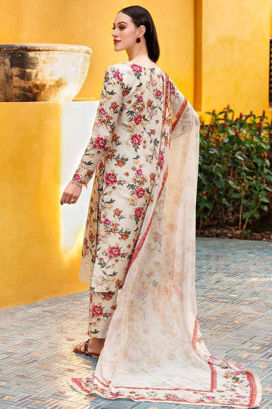Ivory Floral Fiesta Printed Lawn 3-Piece Outfit – Sophisticated Wear