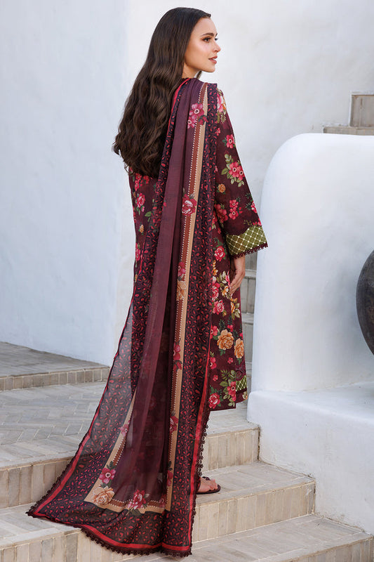 Rich Maroon Printed Lawn 3-Piece Outfit – Refined Summer Wear