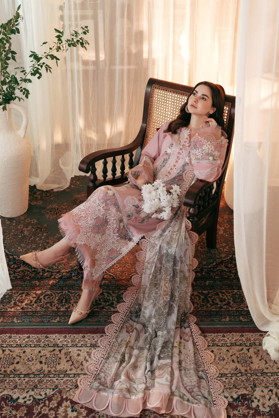 Blush Pink Embroided Lawn 3-Piece Outfit - Designed to Dazzle