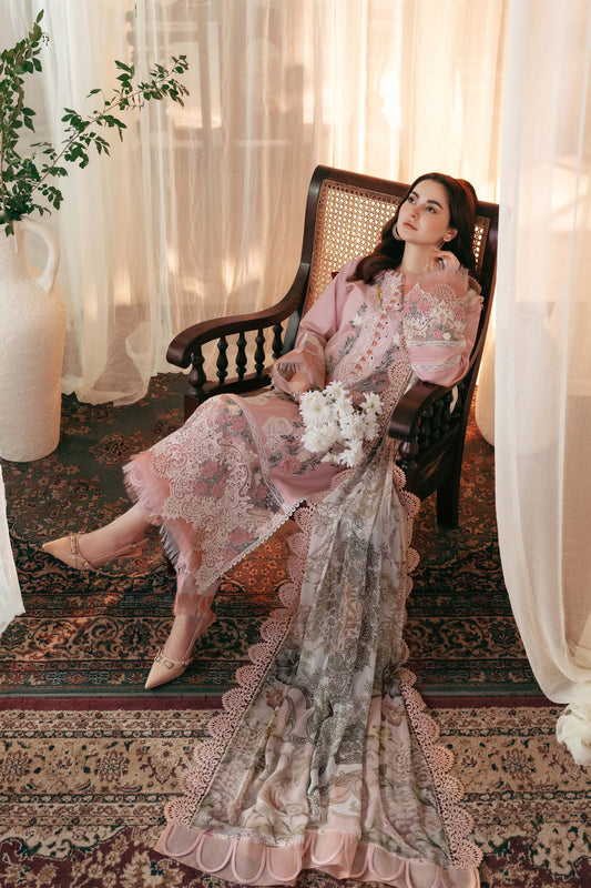Blush Pink Embroided Lawn 3-Piece Outfit - Designed to Dazzle