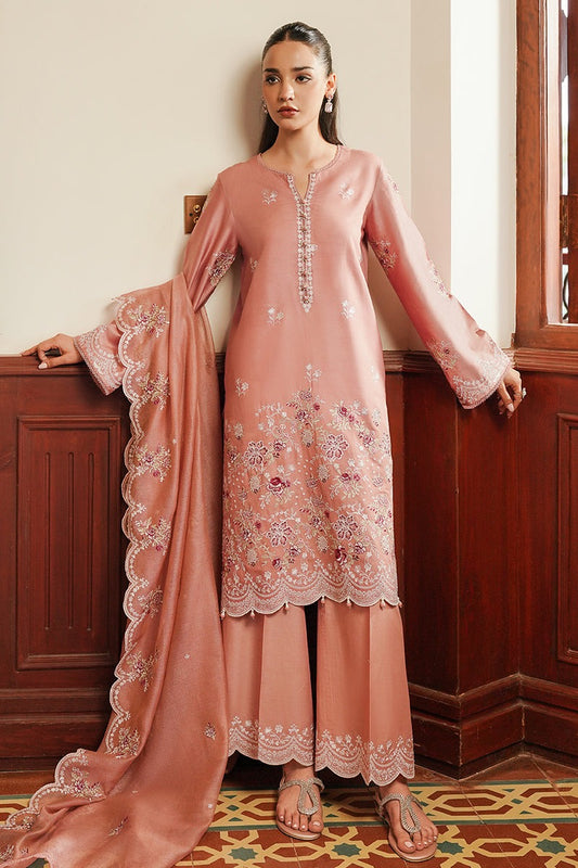 Blushing Pink Embroidered 3-Piece Dhanak Suit