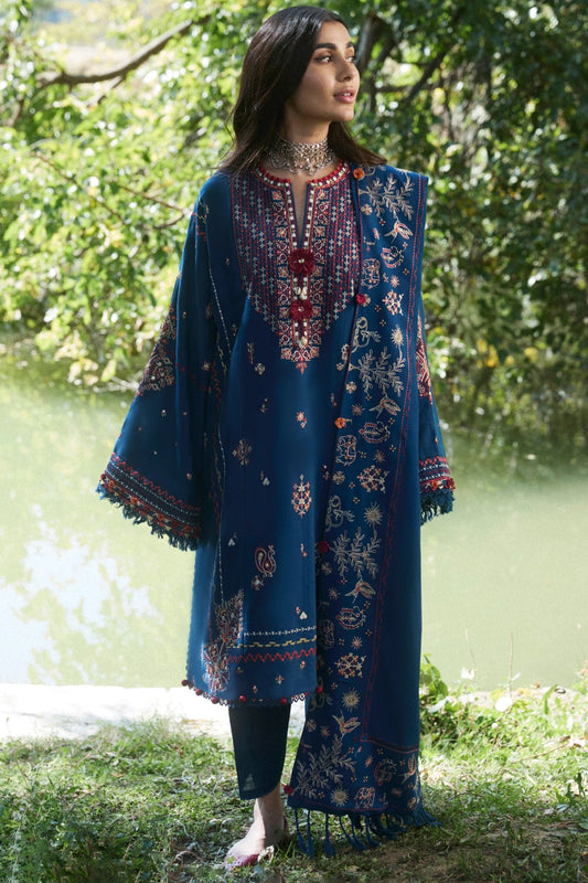 Deep Teal Blue Embroidered Festive Suit