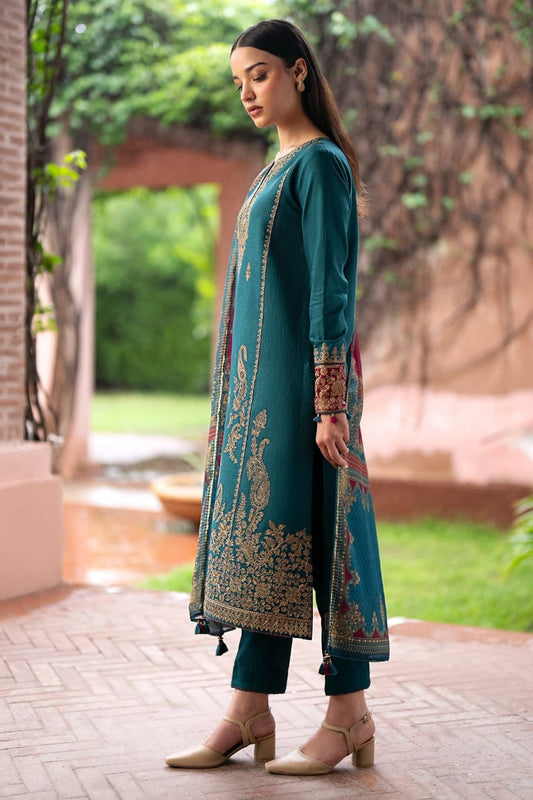 Classic Rust Embroidered 3-Piece Suit – Timeless Autumn Charm