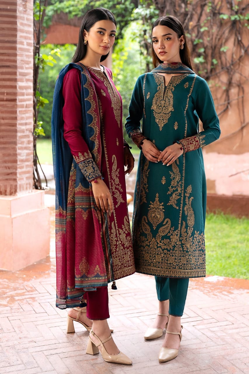 Maroon & Gold Embroidered Suit – Luxurious Festive Attire