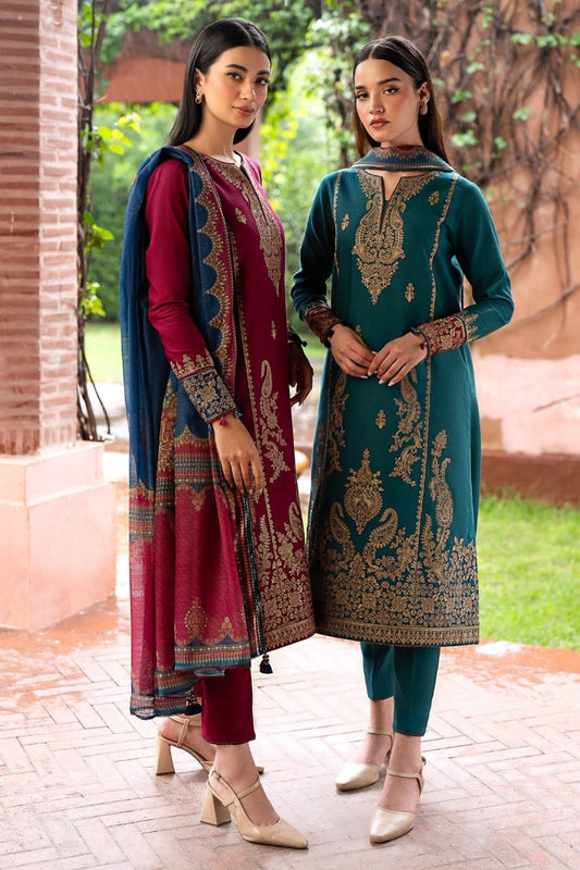 Maroon & Gold Embroidered Suit – Luxurious Festive Attire