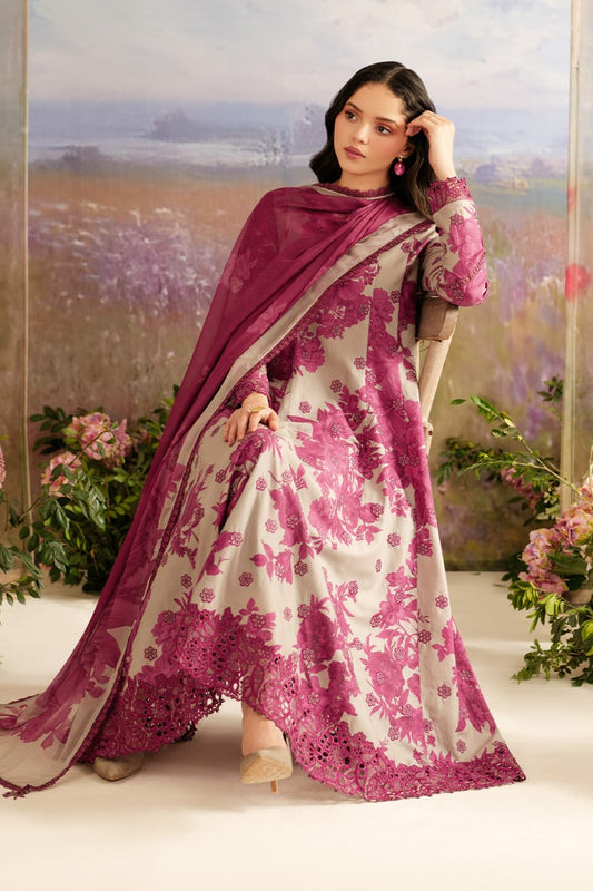 White & Magenta Embroidered Suit – Sophisticated Contrast Look