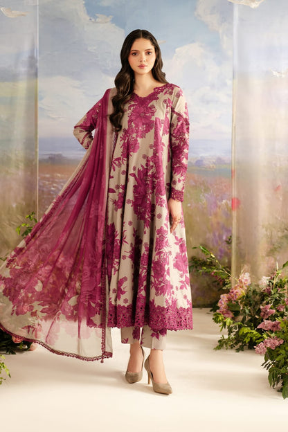 White & Magenta Embroidered Suit – Sophisticated Contrast Look