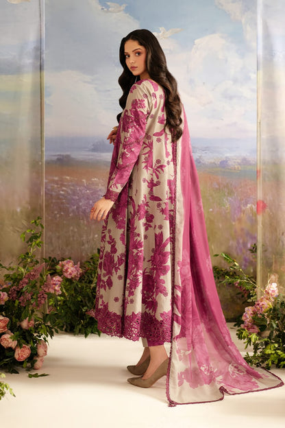 White & Magenta Embroidered Suit – Sophisticated Contrast Look