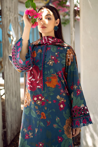 Navy Blue Floral Printed Suit – Bold & Stylish Statement Wear