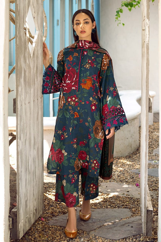 Navy Blue Floral Printed Suit – Bold & Stylish Statement Wear