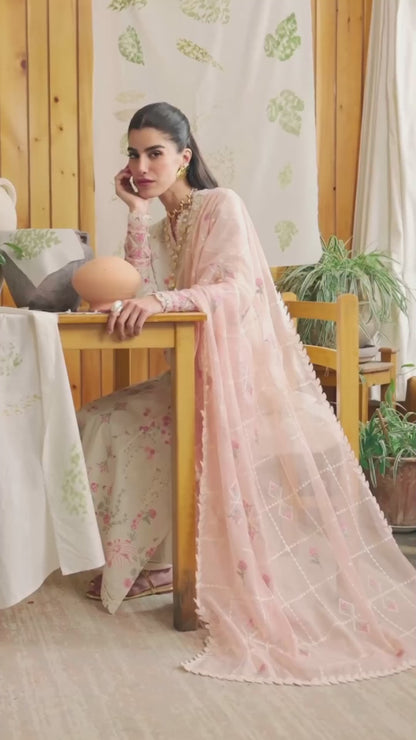 Luxury Ivory Embroided Lawn 3-Piece Outfit - Wear the Royalty