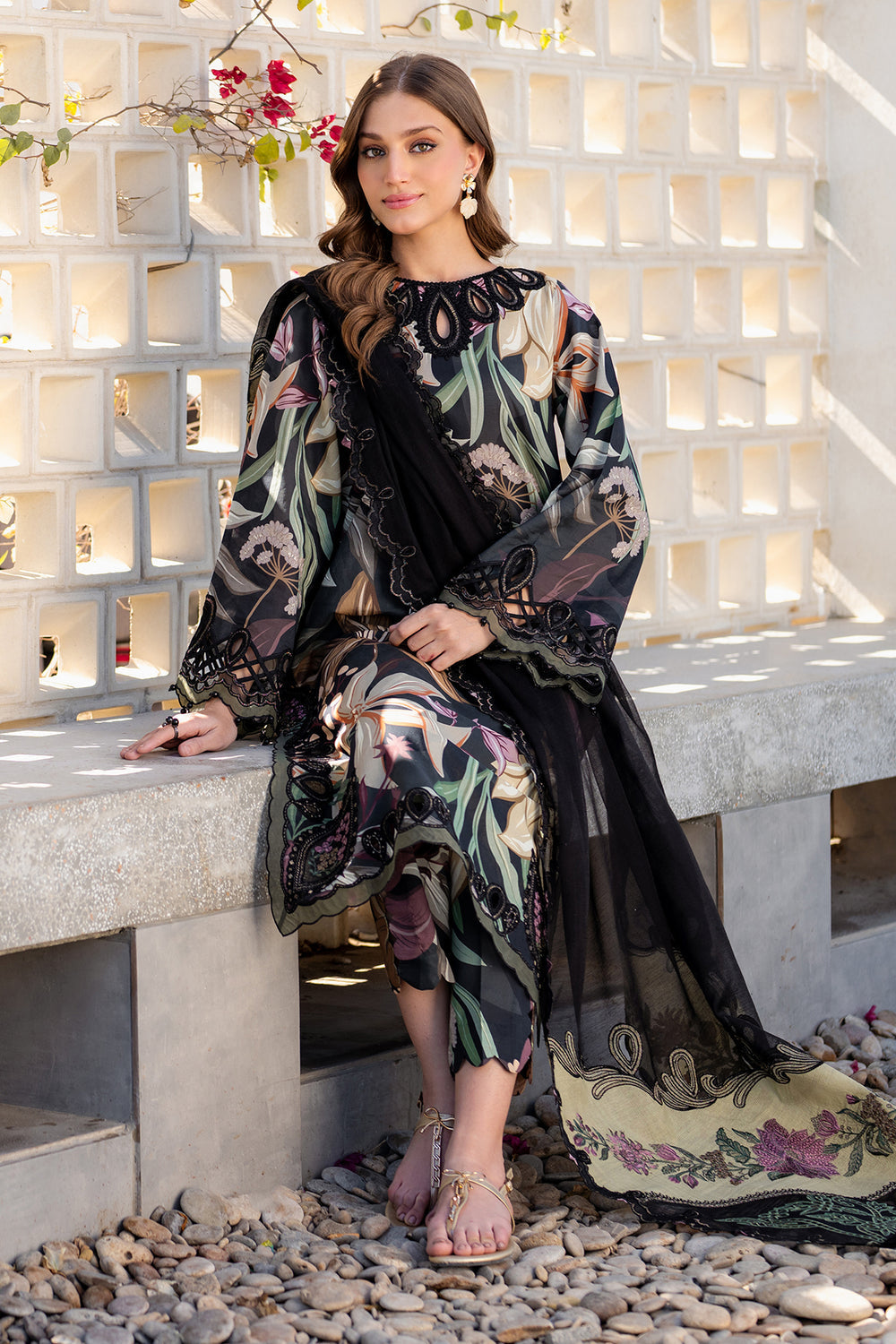 Malhaar Printed Dhanak 3-Piece Outfit