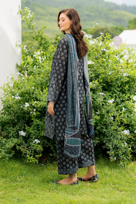 Sage Elegance Printed Floral Dhanak 3-piece Outfit