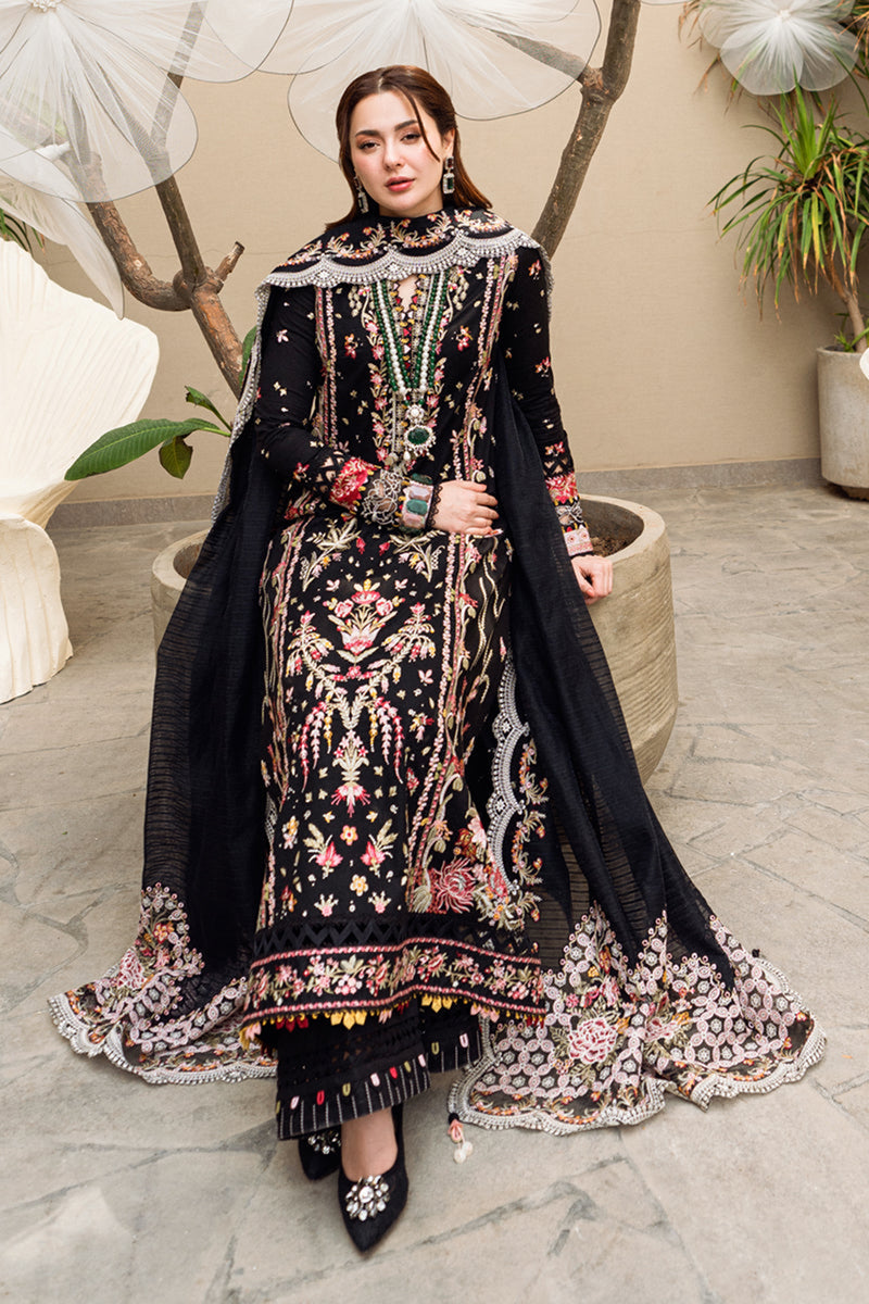 Luxury Embroidered Dhanak 3-Piece Suit – Black