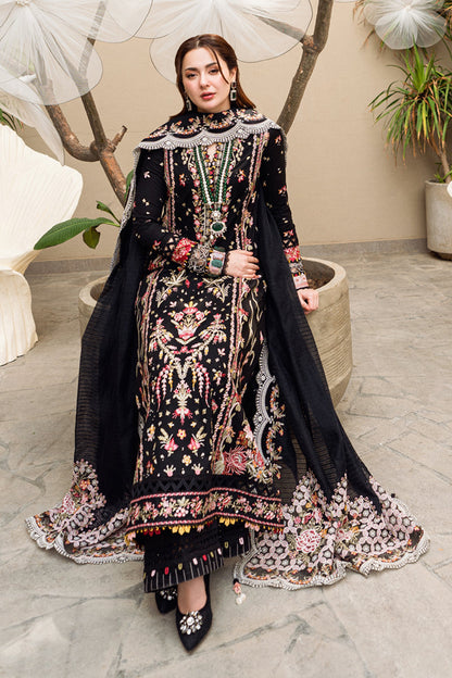 Luxury Embroidered Dhanak 3-Piece Suit – Black