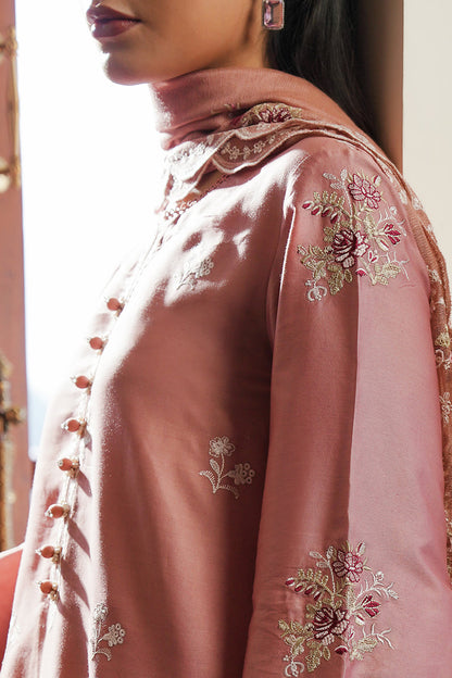 Blushing Pink Embroidered 3-Piece Dhanak Suit