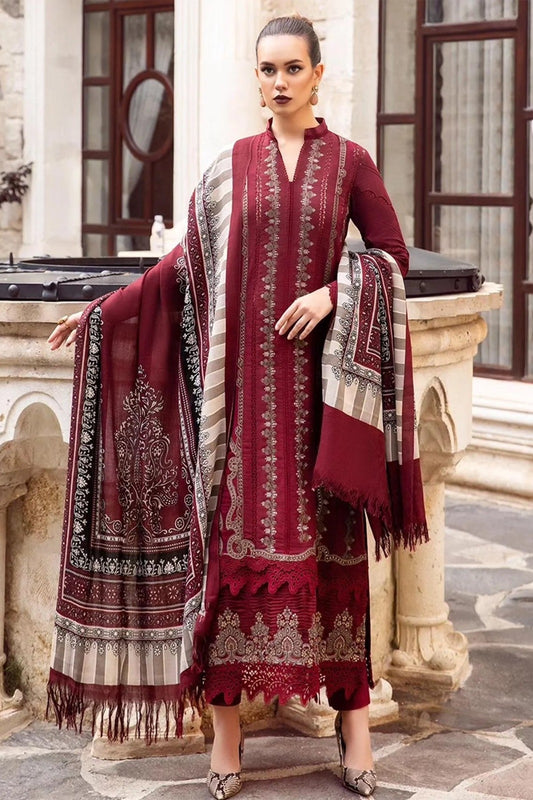 Crimson Grace Embroidered 3-piece Dhanak Suit