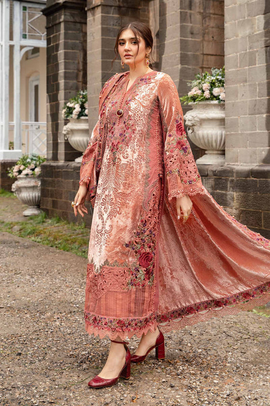 Coral Charm Embroidered Dhanak 3-piece Outfit