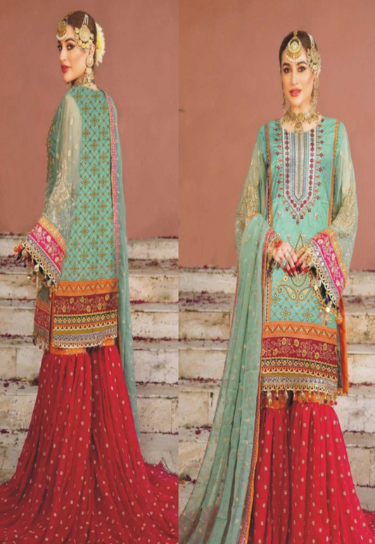 Emerald Green Printed + Embroidered Pure Lawn 3-Piece Suit