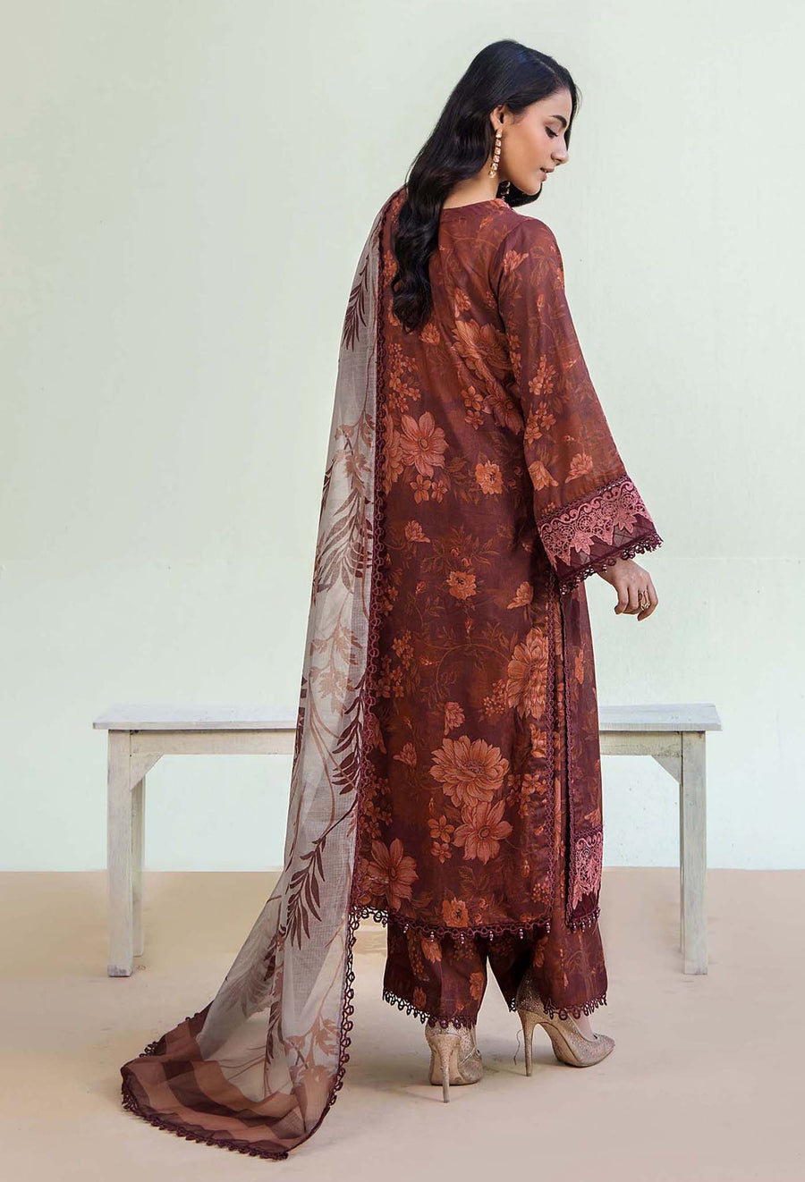 Rusty Charm Printed Dhanak 3-Piece Outfit
