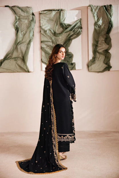 Black Opulence Embroided Dhanak Outfit For - Festive Attire