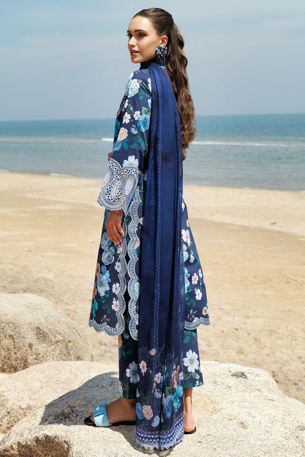 Azure Bloom Printed Lawn 3-Piece Outfit – Timeless Elegance