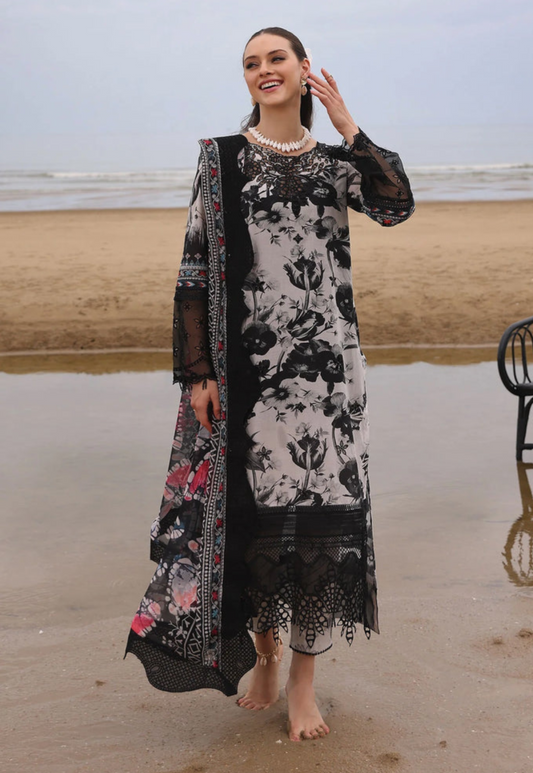 Black & White Printed Pure Lawn 3-Piece Suit