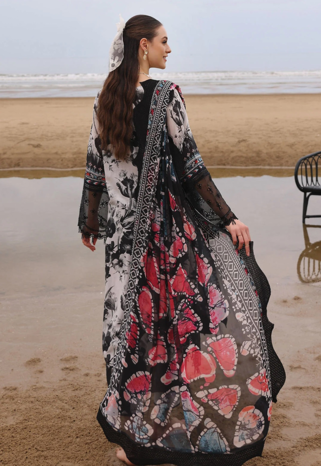 Black & White Printed Pure Lawn 3-Piece Suit