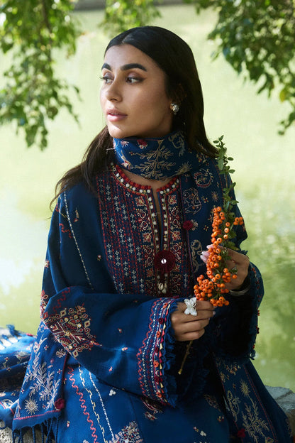 Deep Teal Blue Embroidered Festive Suit