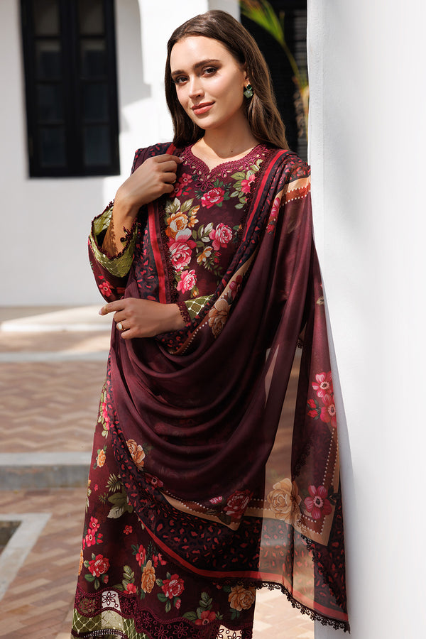Rich Maroon Printed Lawn 3-Piece Outfit – Refined Summer Wear