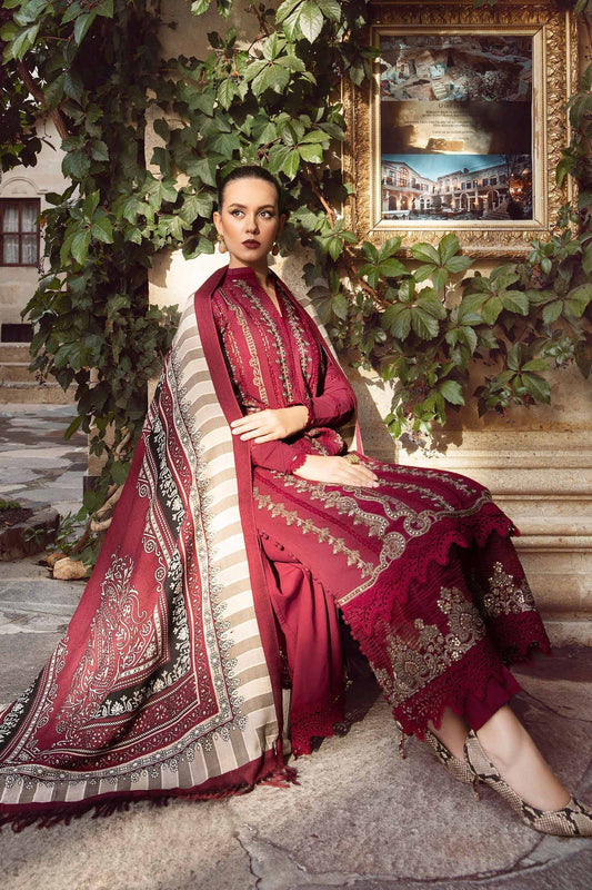 Crimson Grace Embroidered 3-piece Dhanak Suit
