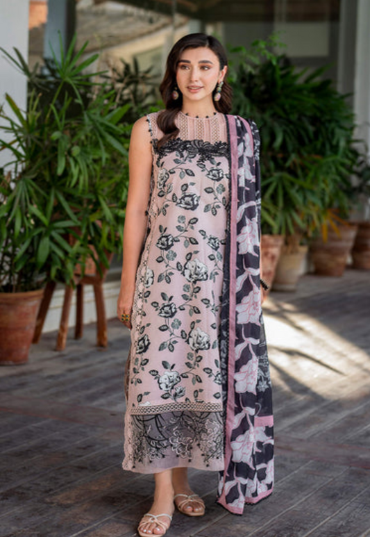 Light Pink Printed Pure Lawn 3-Piece Suit