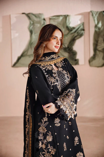 Black Opulence Embroided Dhanak Outfit For - Festive Attire