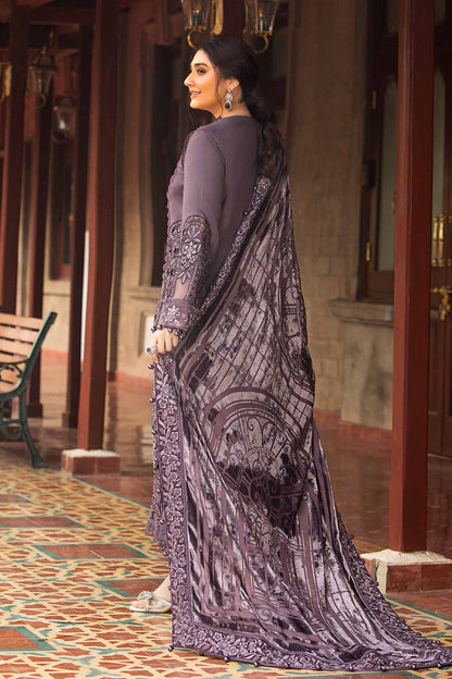 Chic Mauve Embroidered Dhanak 3-Piece Suit