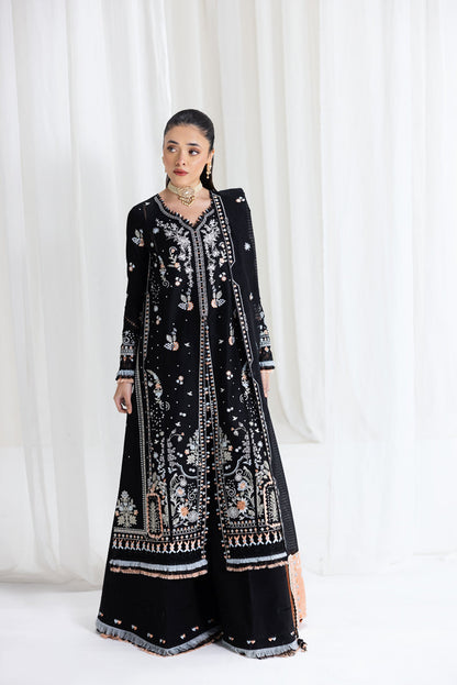 Luxury Black Embroided Lawn 3-Piece Outfit - Elegant Occasion Wear