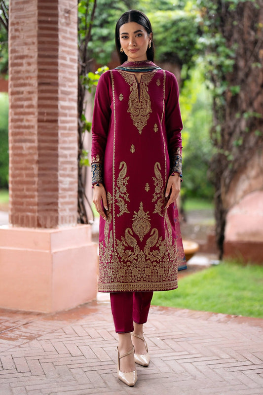 Maroon & Gold Embroidered Suit – Luxurious Festive Attire