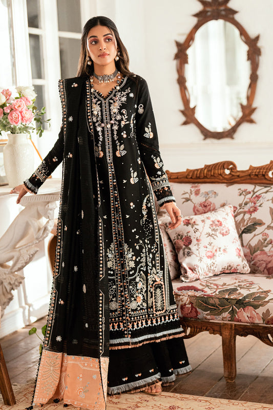 Luxury Black Embroided Lawn 3-Piece Outfit - Elegant Occasion Wear
