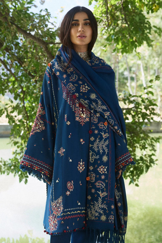 Deep Teal Blue Embroidered Festive Suit