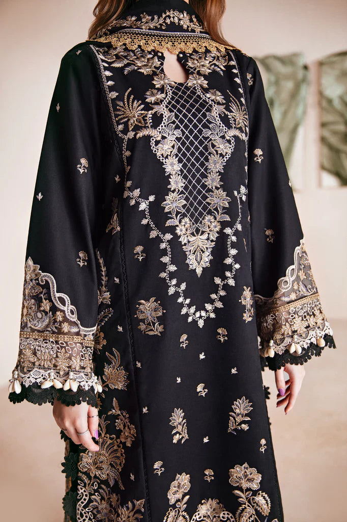Black Opulence Embroided Dhanak Outfit For - Festive Attire
