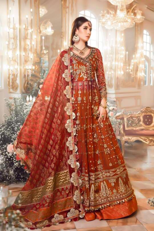 Royal Red Embroidered Dhanak 3-Piece Suit
