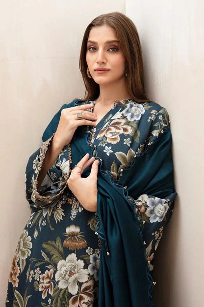 Teal Emerald Printed Lawn 3-Piece Outfit – Graceful Daily Wear