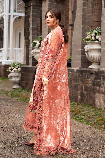 Coral Charm Embroidered Dhanak 3-piece Outfit